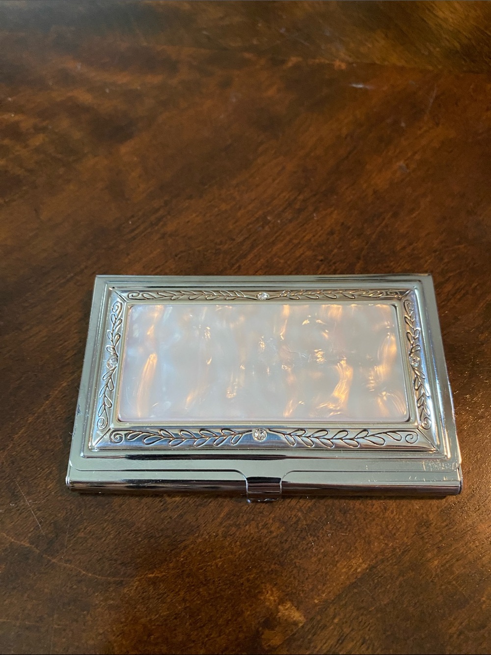 Brighton Silver and Pearl Card Case - Elegant Women's Accessory